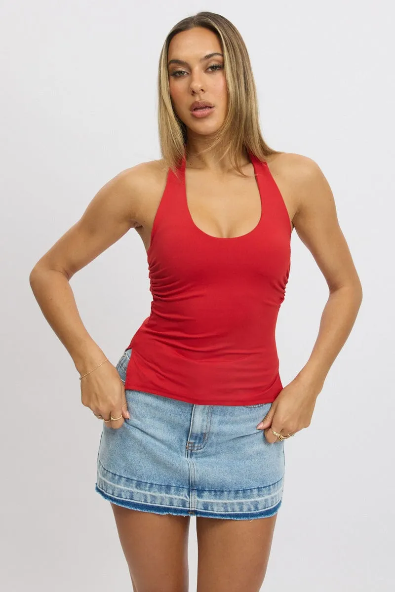 Red Halter Neck Top Sleeveless Supersoft sold by Ally Fashion product image thumbnail 3