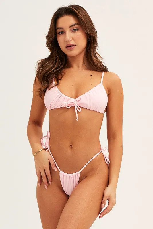Pink Bikini Two Piece Tie Side sold by Ally Fashion