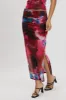 Multi Abstract Midaxi Skirt High Rise Ruched Lined Mesh sold by Ally Fashion