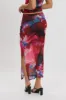 Multi Abstract Midaxi Skirt High Rise Ruched Lined Mesh sold by Ally Fashion