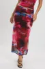 Multi Abstract Midaxi Skirt High Rise Ruched Lined Mesh sold by Ally Fashion