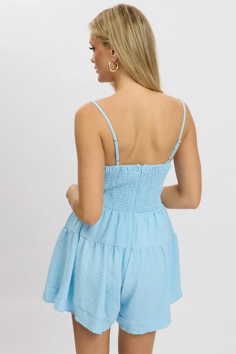 Blue Playsuit Gathered Bust Mini sold by Ally Fashion product image thumbnail 5