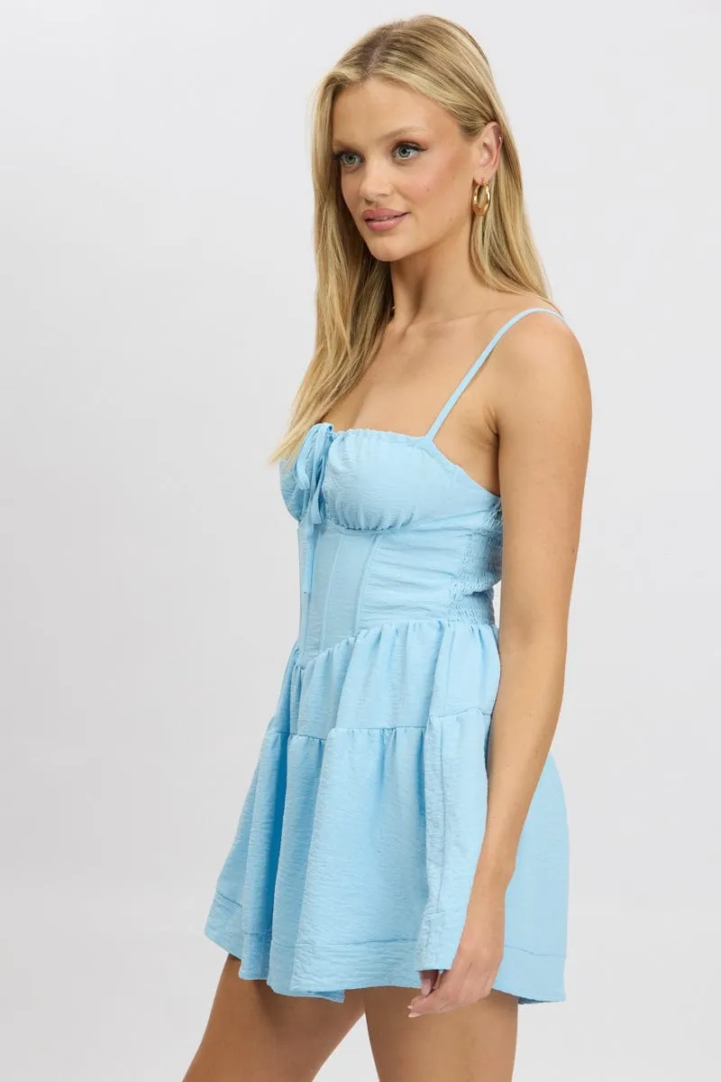 Blue Playsuit Gathered Bust Mini sold by Ally Fashion product image thumbnail 4