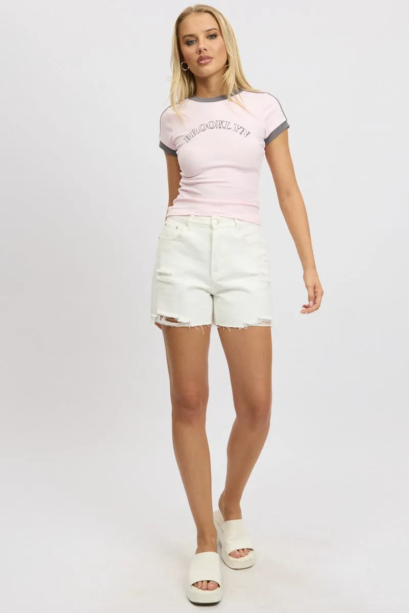 Pink Graphic Tee Short Sleeve sold by Ally Fashion product image thumbnail 2