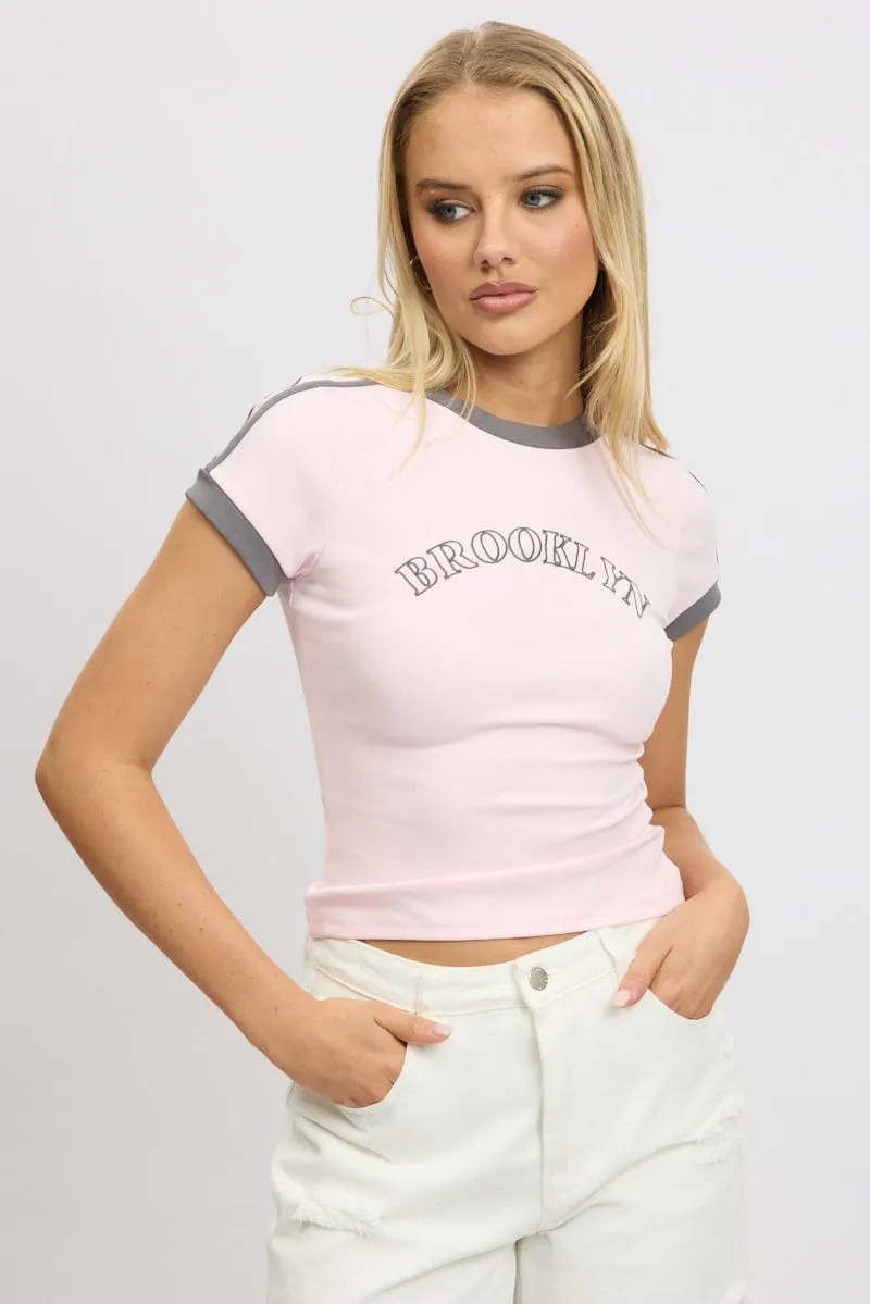 Pink Graphic Tee Short Sleeve sold by Ally Fashion product image thumbnail 3