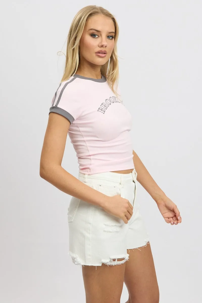 Pink Graphic Tee Short Sleeve sold by Ally Fashion product image thumbnail 4