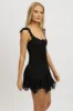 Black A-Line Dress Frilled Sleeve Mini Lace sold by Ally Fashion