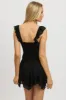 Black A-Line Dress Frilled Sleeve Mini Lace sold by Ally Fashion