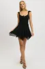 Black A-Line Dress Frilled Sleeve Mini Lace sold by Ally Fashion