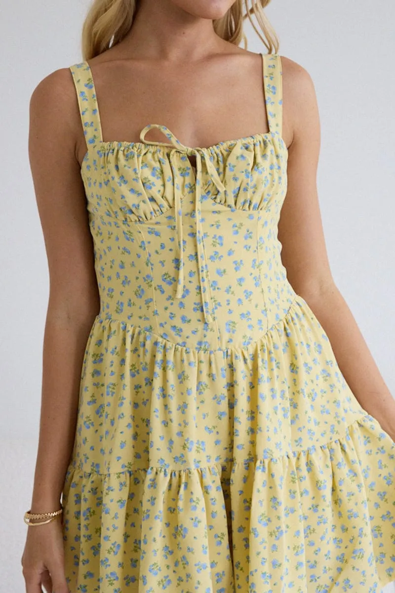 Yellow Ditsy Fit And Flare Dress Mini sold by Ally Fashion product image thumbnail 4