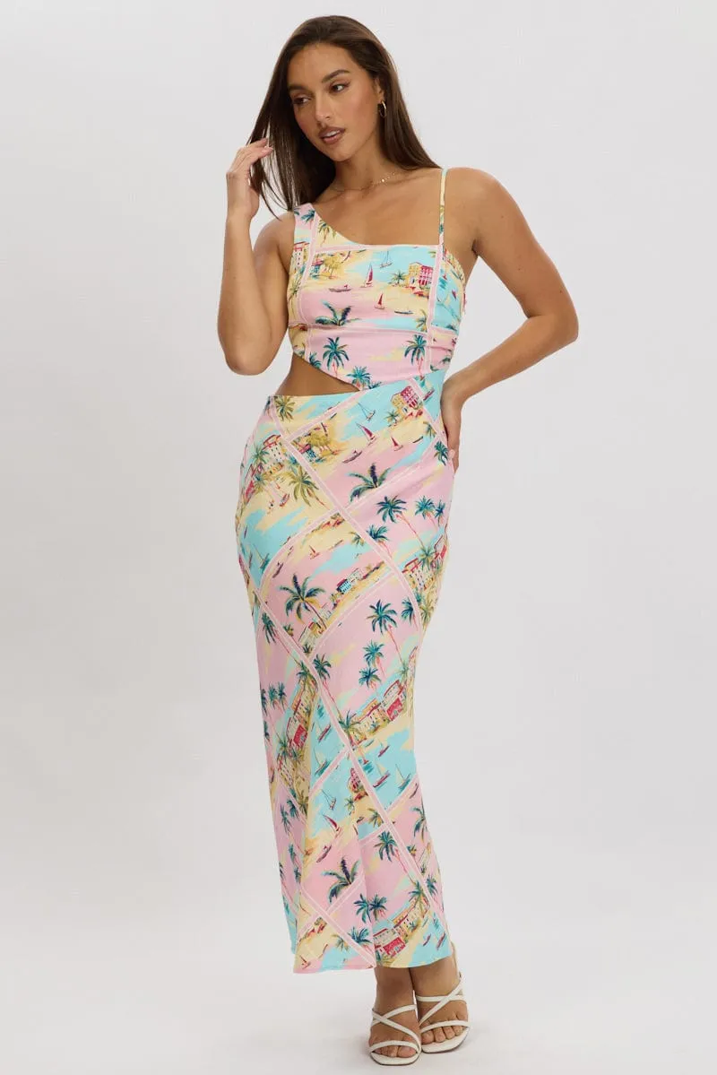 Multi Abstract Maxi Dress Cut Out Detail sold by Ally Fashion product image thumbnail 3