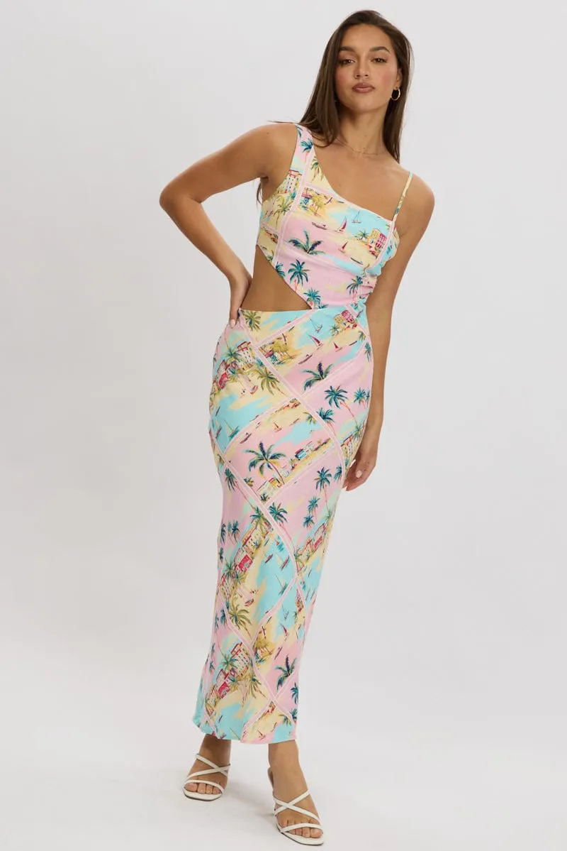 Multi Abstract Maxi Dress Cut Out Detail sold by Ally Fashion product image thumbnail 2