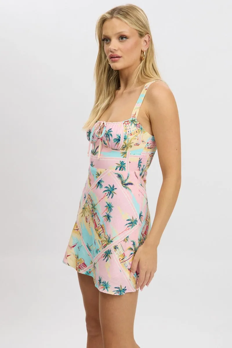 Multi Abstract Mini Dress Sleeveless sold by Ally Fashion product image thumbnail 4