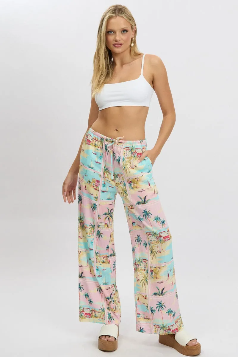 Multi Abstract Wide Leg Pants High Rise sold by Ally Fashion product image thumbnail 3