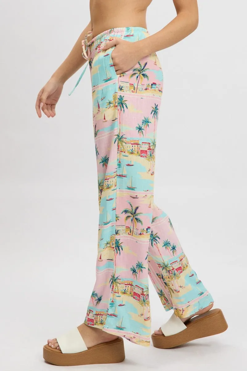 Multi Abstract Wide Leg Pants High Rise sold by Ally Fashion product image thumbnail 4