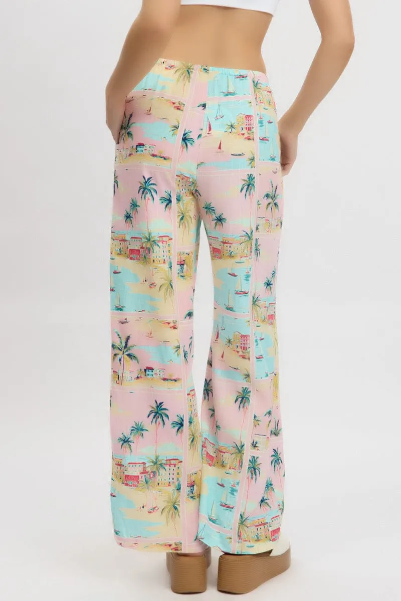 Multi Abstract Wide Leg Pants High Rise sold by Ally Fashion product image thumbnail 5