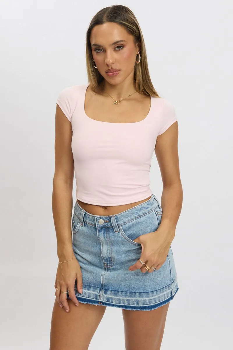 Pink Supersoft Top Short Sleeve Scoop Neck sold by Ally Fashion product image thumbnail 3