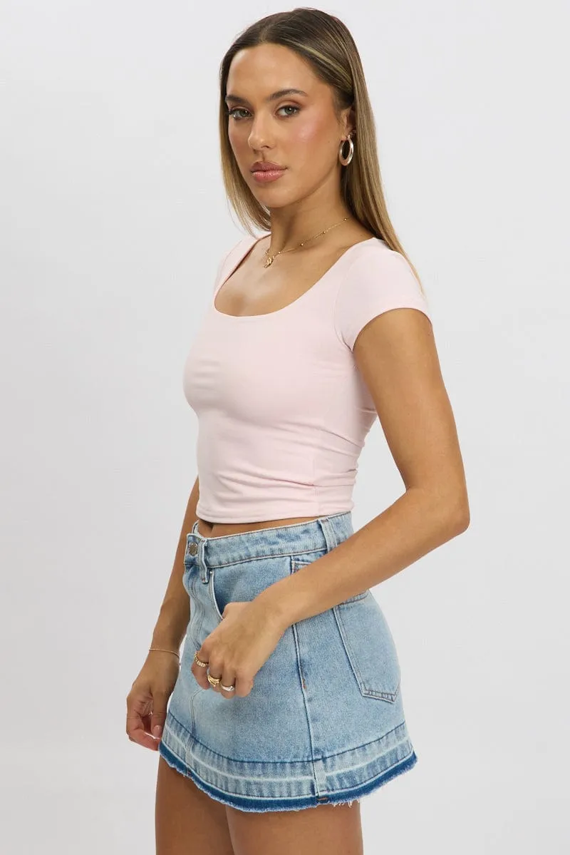 Pink Supersoft Top Short Sleeve Scoop Neck sold by Ally Fashion product image thumbnail 4