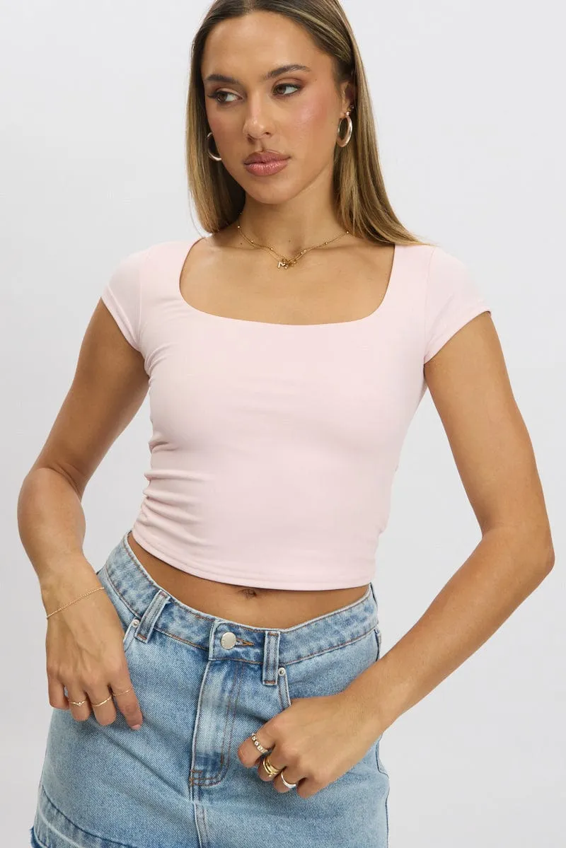 Pink Supersoft Top Short Sleeve Scoop Neck sold by Ally Fashion