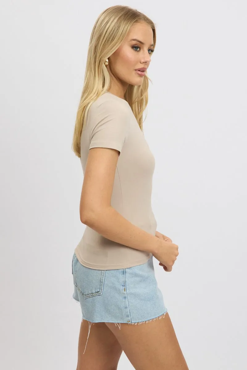 Brown T shirt Short Sleeve Crew Neck Supersoft sold by Ally Fashion product image thumbnail 4