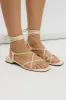 White Tie Leg Strappy Flat Sandals sold by Ally Fashion