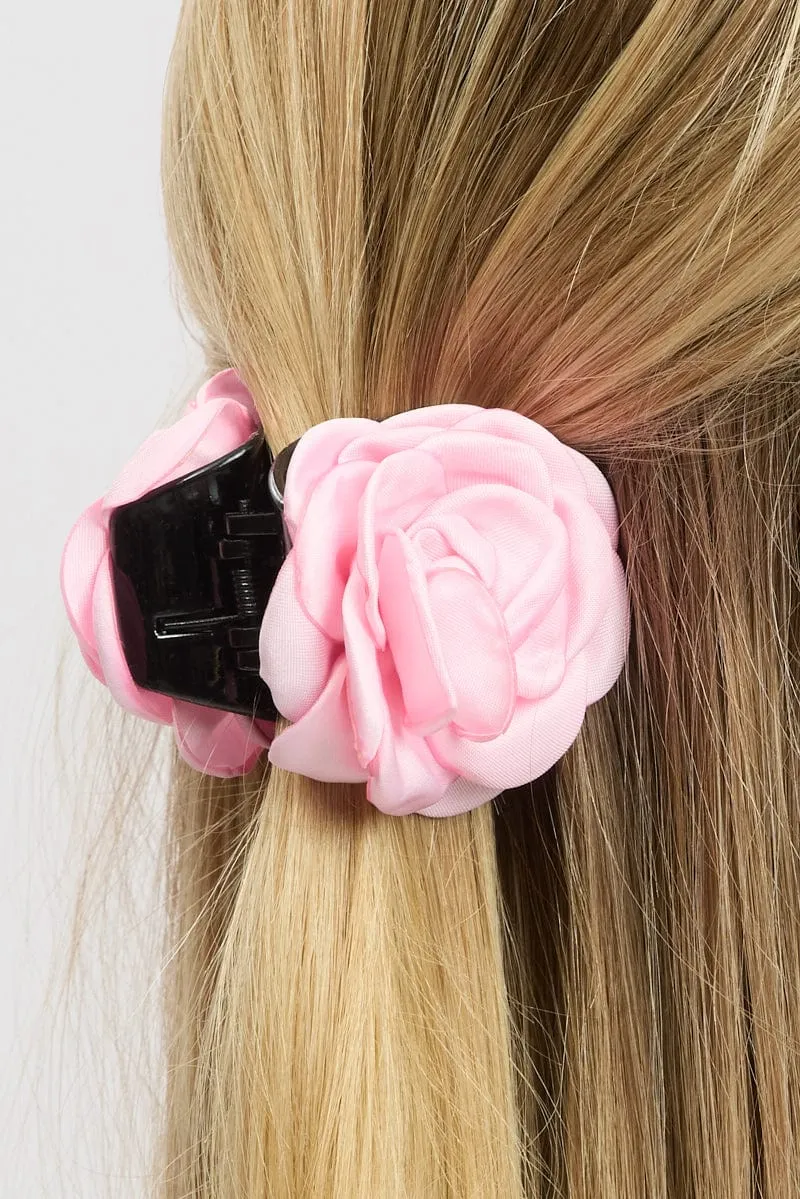 Pink Rosette Hair Claw Clip sold by Ally Fashion product image thumbnail 2