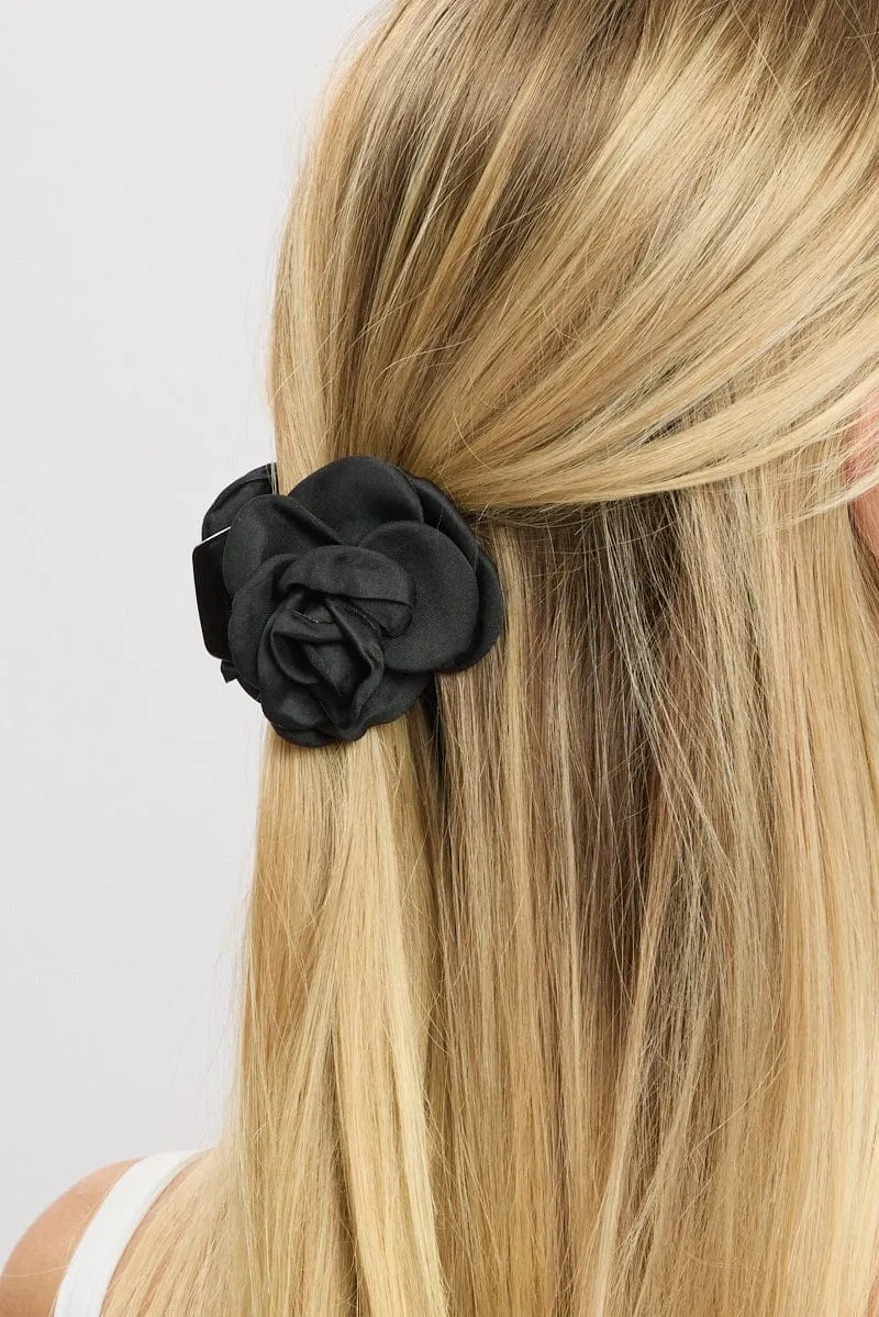 Black Rosette Hair Claw Clip sold by Ally Fashion product image thumbnail 2