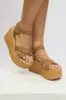 Brown Cross Strap Wedges Sandals sold by Ally Fashion