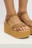 Brown Cross Strap Wedges Sandals sold by Ally Fashion