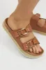 Brown Double Strap Buckle Sandals sold by Ally Fashion