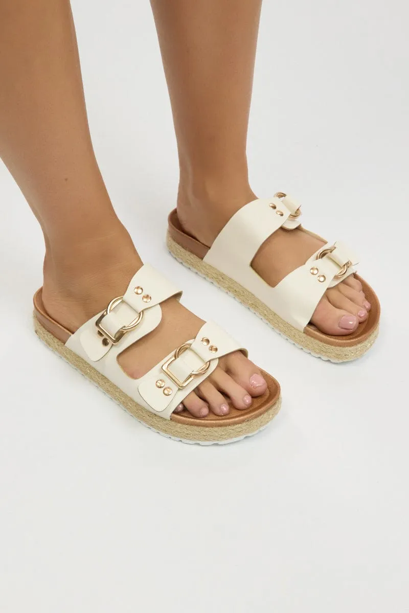 White Double Strap Buckle Sandals sold by Ally Fashion