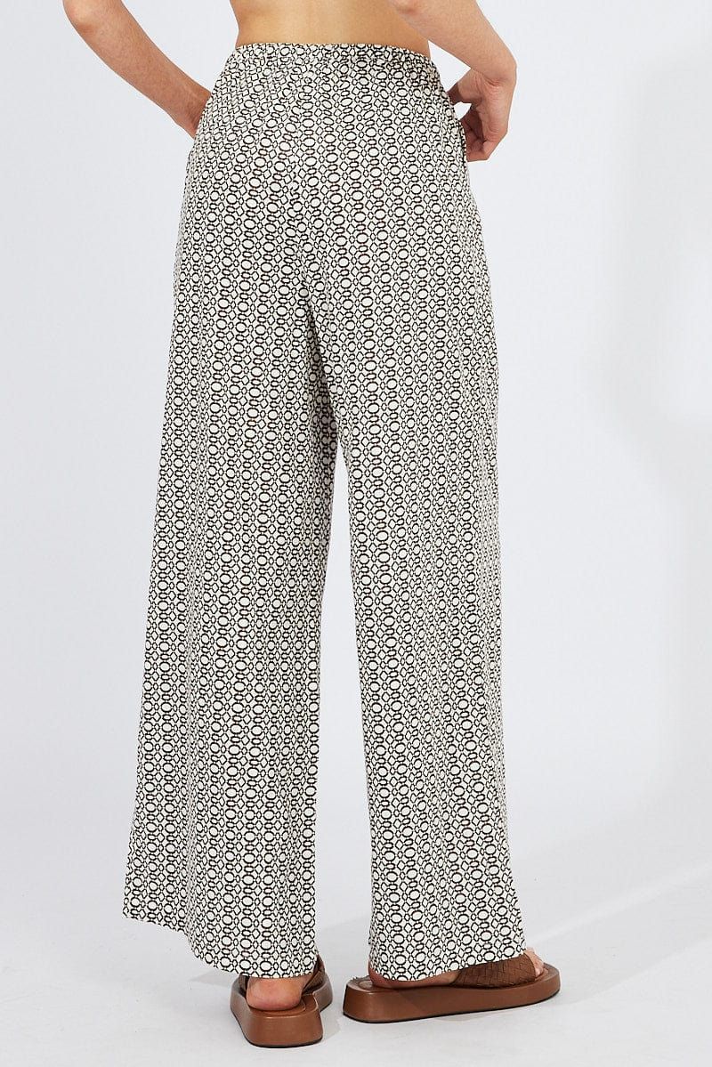 Brown Geo Wide Leg Pants Mid Rise sold by Ally Fashion product image thumbnail 5
