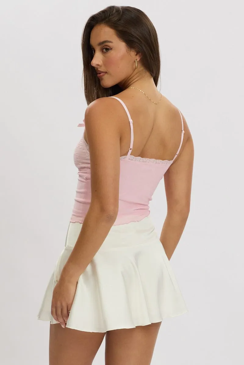 White Satin Skirt High Rise Mini Flowy Skater sold by Ally Fashion product image thumbnail 5