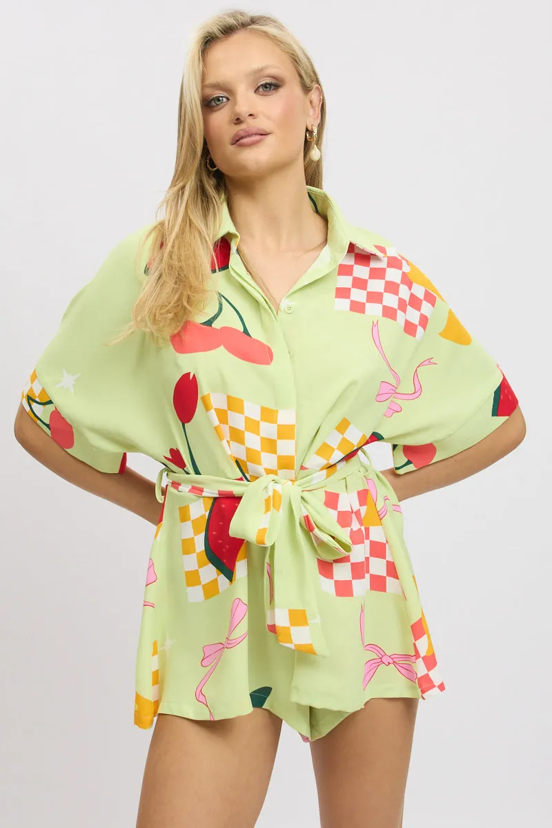 Green Abstract Oversized Playsuit sold by Ally Fashion product image thumbnail 3