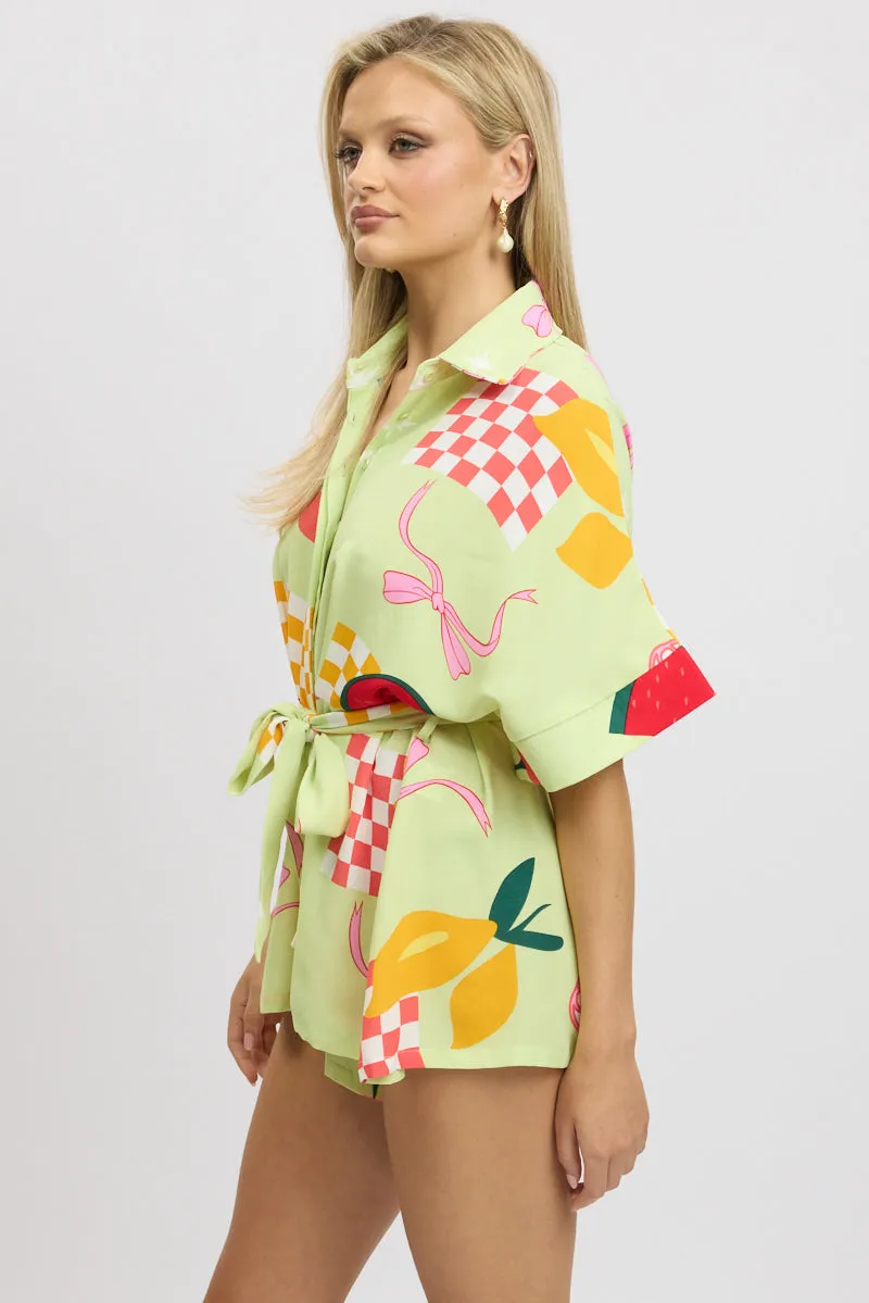 Green Abstract Oversized Playsuit sold by Ally Fashion product image thumbnail 4