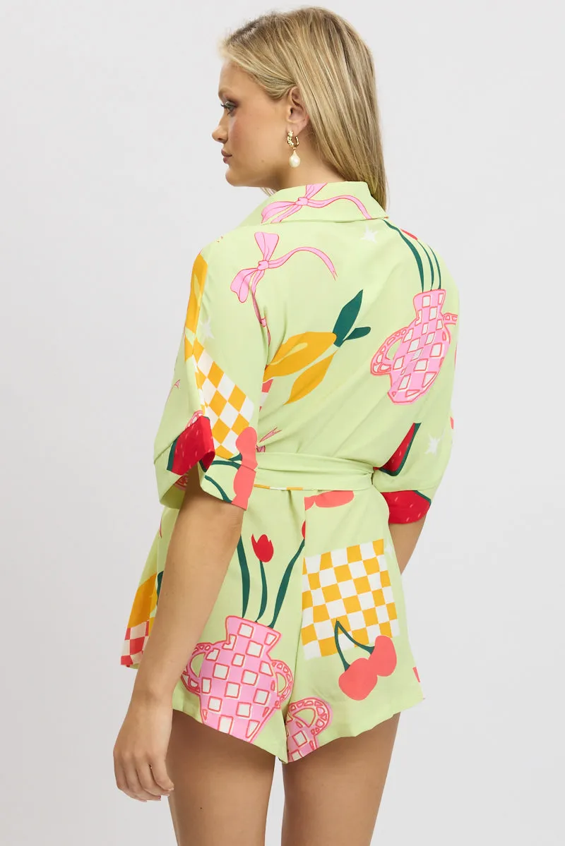 Green Abstract Oversized Playsuit sold by Ally Fashion product image thumbnail 5