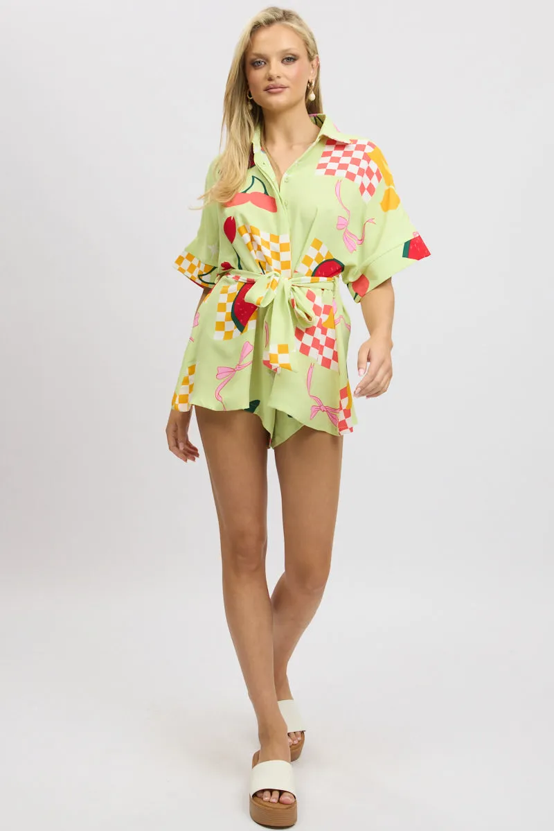 Green Abstract Oversized Playsuit sold by Ally Fashion product image thumbnail 2