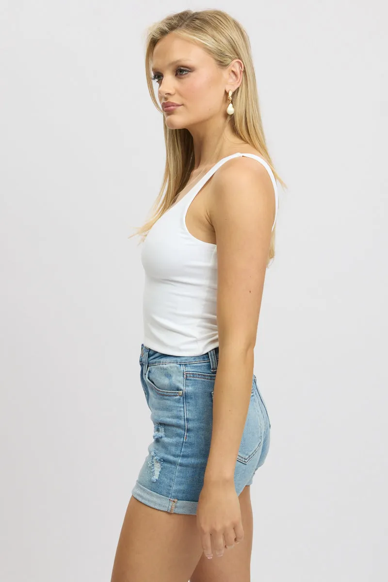 White Tank Top V Neck Supersoft sold by Ally Fashion product image thumbnail 4