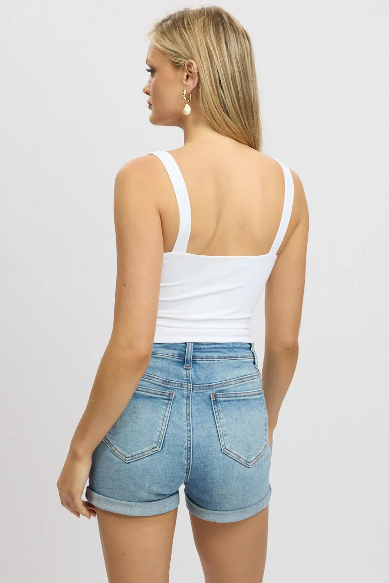 White Tank Top V Neck Supersoft sold by Ally Fashion product image thumbnail 5