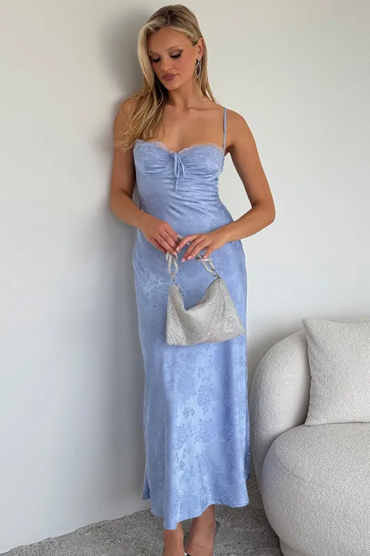 Blue Maxi Dress Back Tie Satin sold by Ally Fashion