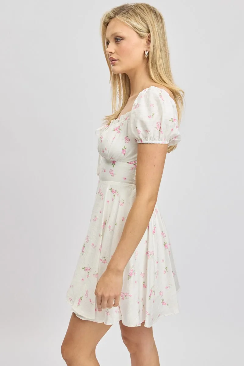 Pink Ditsy Fit And Flare Dress Mini sold by Ally Fashion product image thumbnail 4