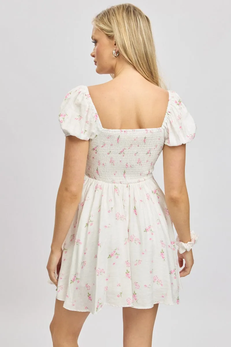 Pink Ditsy Fit And Flare Dress Mini sold by Ally Fashion product image thumbnail 5