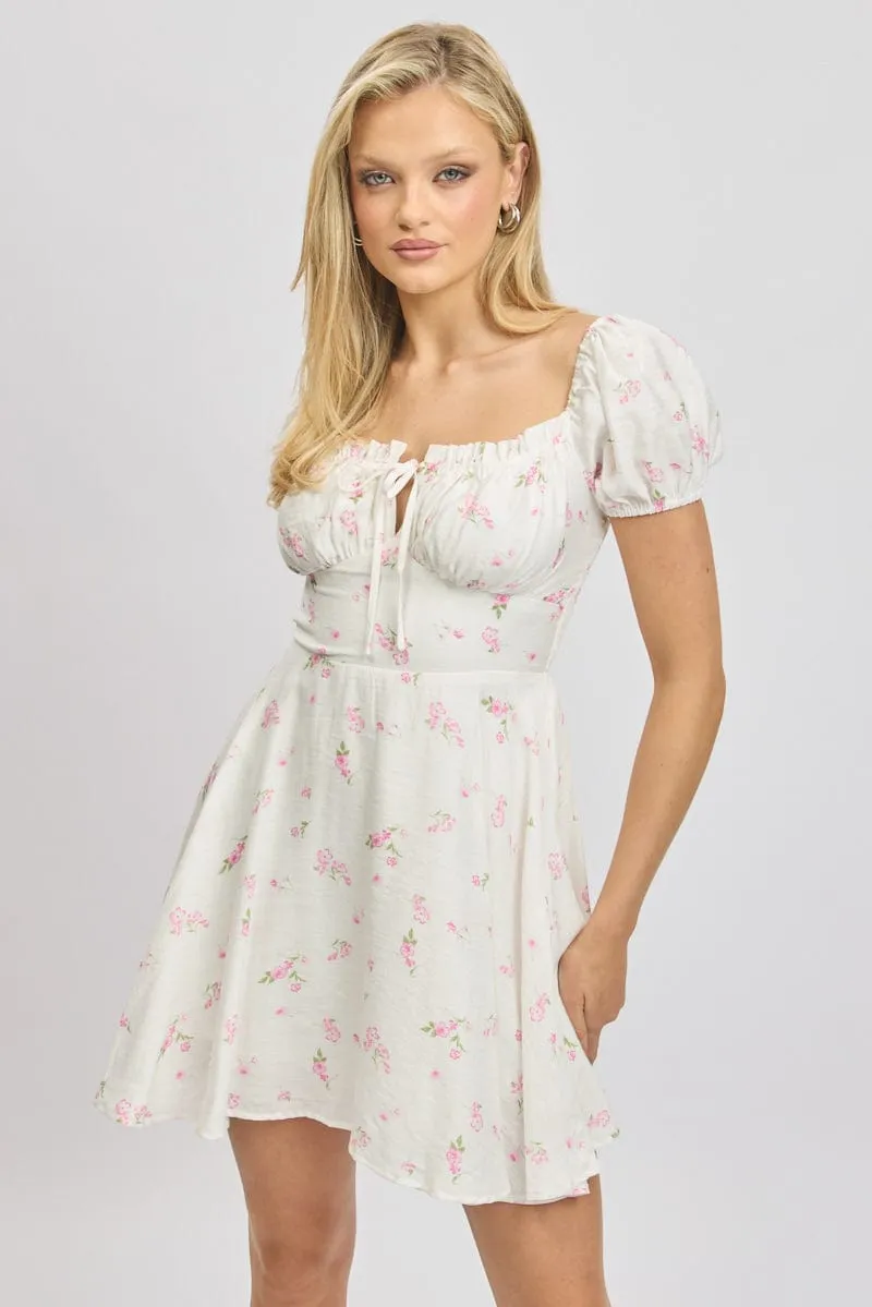 Pink Ditsy Fit And Flare Dress Mini sold by Ally Fashion product image thumbnail 3