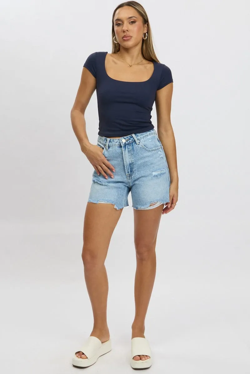 Denim Jorts High Rise sold by Ally Fashion product image thumbnail 2