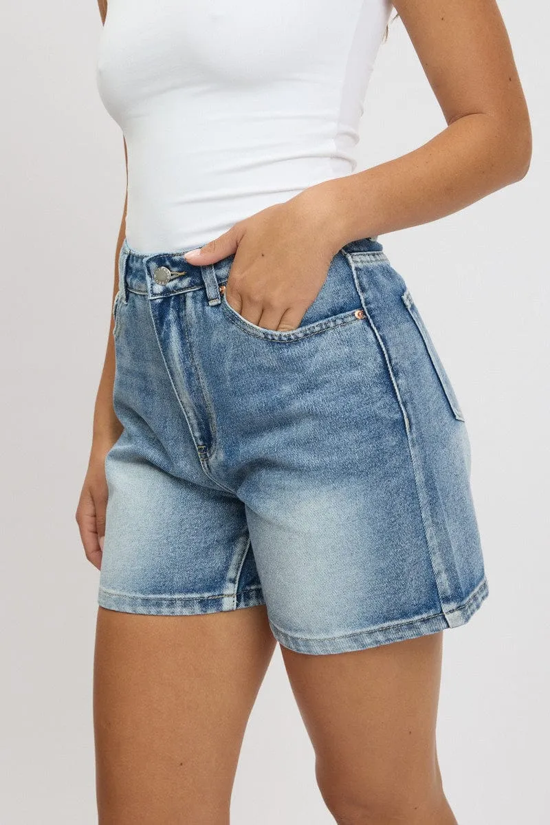 Denim Relaxed Shorts High Rise sold by Ally Fashion