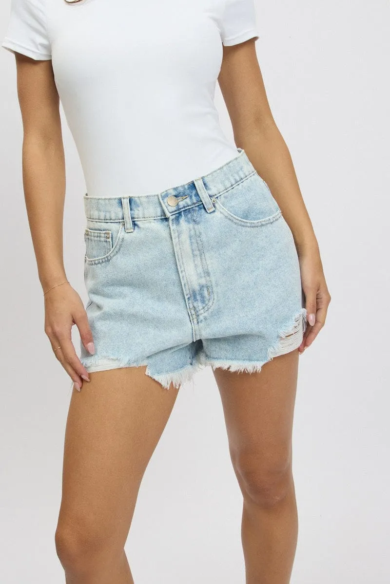 Denim Relaxed Shorts HIgh Rise sold by Ally Fashion