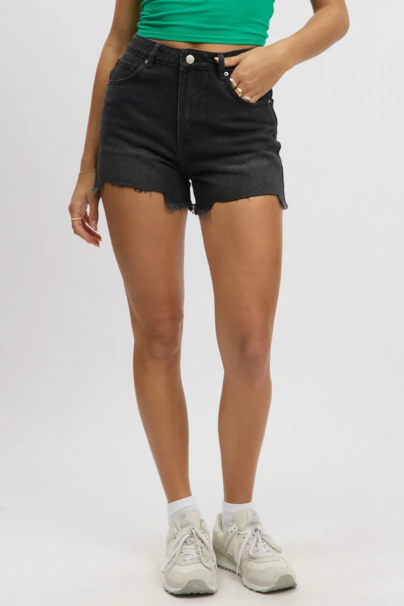Black Relaxed Shorts High Rise sold by Ally Fashion product image thumbnail 2