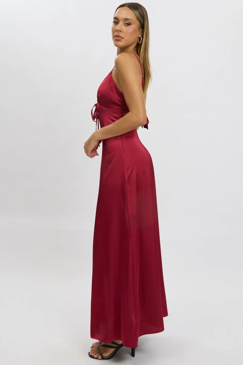 Red Maxi Dress Cut Out Satin sold by Ally Fashion product image thumbnail 4