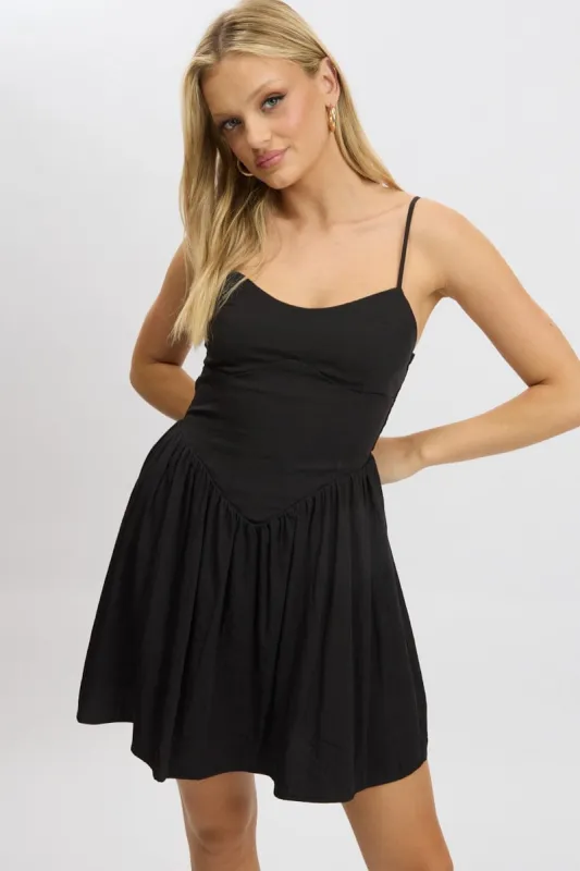 Black Fit And Flare Dress Drop Waist Mini sold by Ally Fashion