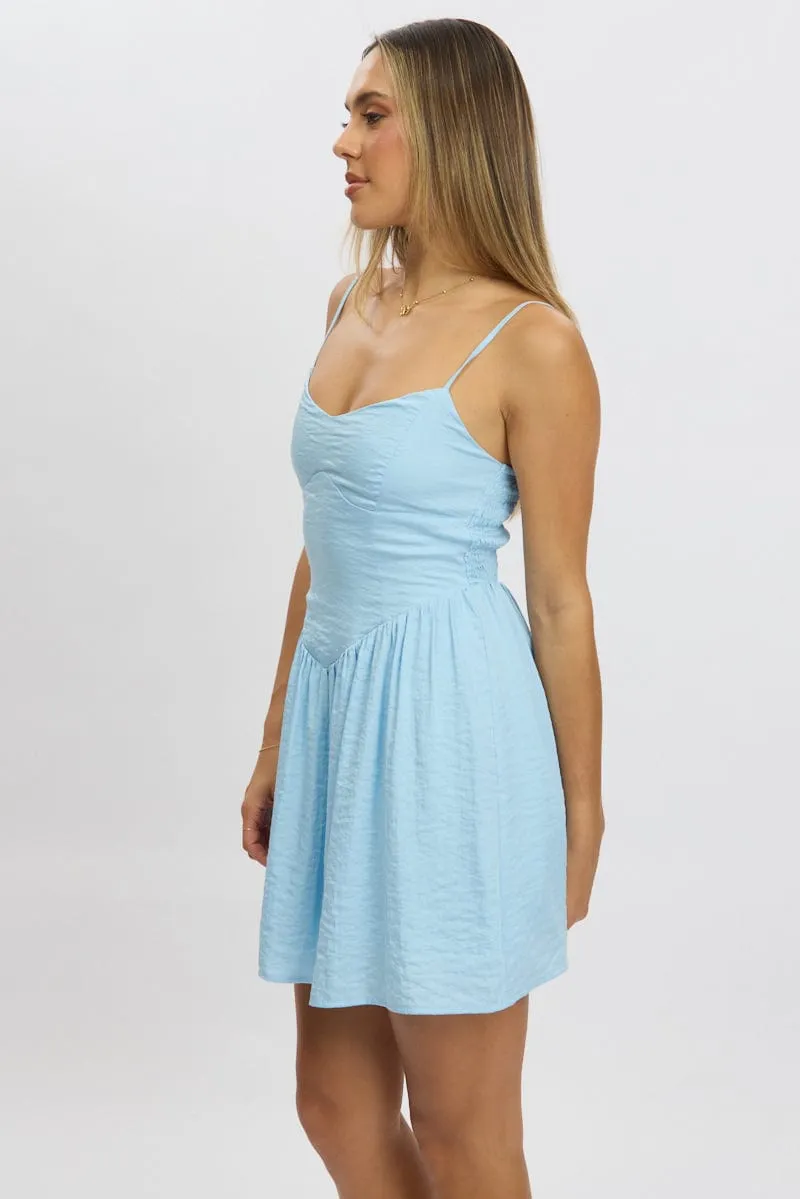 Blue Fit And Flare Dress Drop Waist Mini sold by Ally Fashion product image thumbnail 4